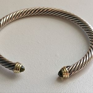 David Yurman Cable Bracelet with Peridot, Sterling silver 925 and gold